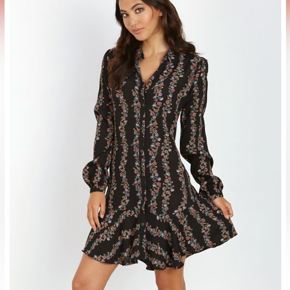 Free People Floral Buttondown Shirt Dress Women’s Size L